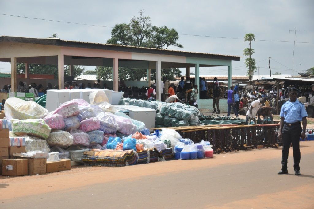 A view of the donations to the people of Ouangolodougou