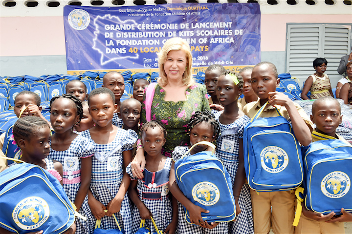 Dominique Ouattara has offered 12,000 school kits to the schools of 40 localities across the Country